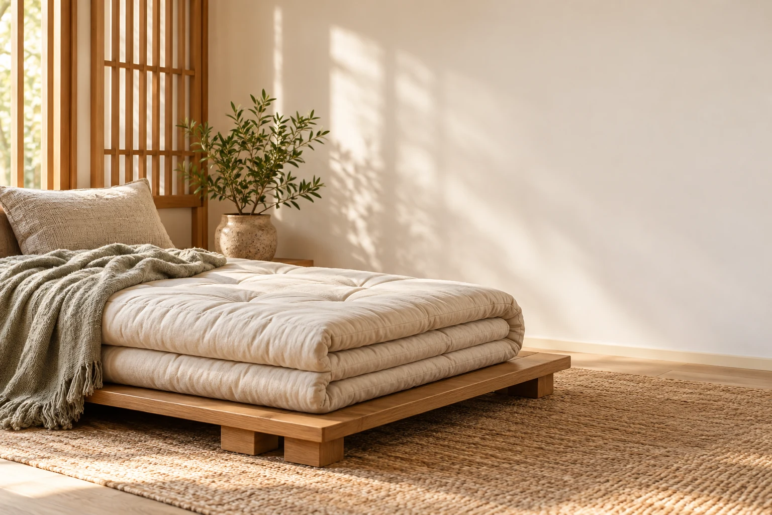 Futon mattress in a calm home setting